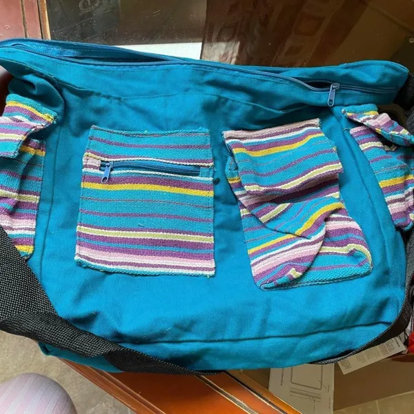 Multicolored Messenger Bag Blue - Image 3