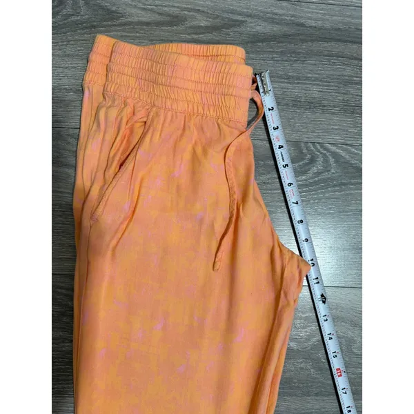 Hurley‎ Womens Size M Orange Pink Batik Print Beach Pants Smocked Waist Coastal - Image 7