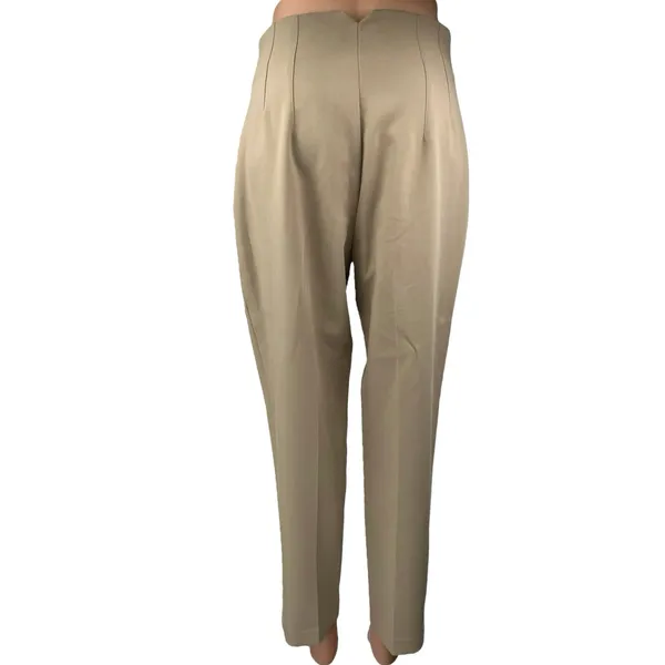 Zara Women's Beige Tan High Waisted Pleated Straight Trouser Dress Pants Size M - Image 3