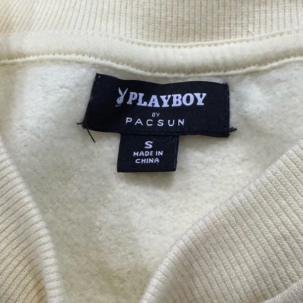 Playboy Pacsun Ying Yang Yellow Cropped Crewneck Sweatshirt Women’s Small - Image 2