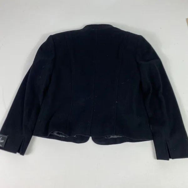Mainbocher Jacket Womens 10 Black Cashmere Wool Blend Short Zip Front Lined - Image 7