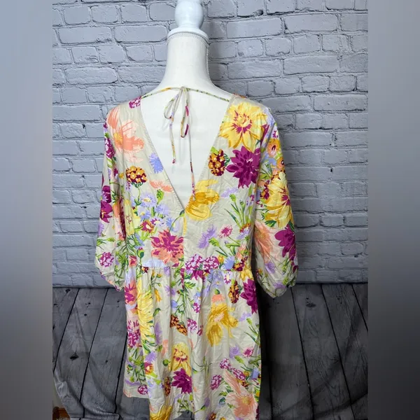 H&M puff sleeve empire waist dress size large - Image 5