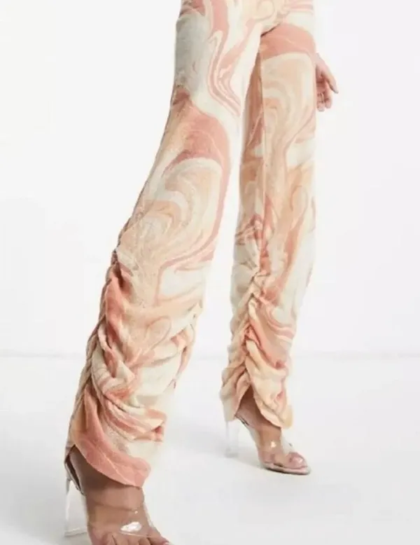 JADED LONDON Orange Swirl Ruched Hem Printed Knit Joggers Size US 2 s small - Image 6