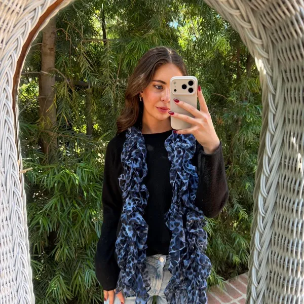 Target Navy blue leopard print ruffled scarf - Image 4