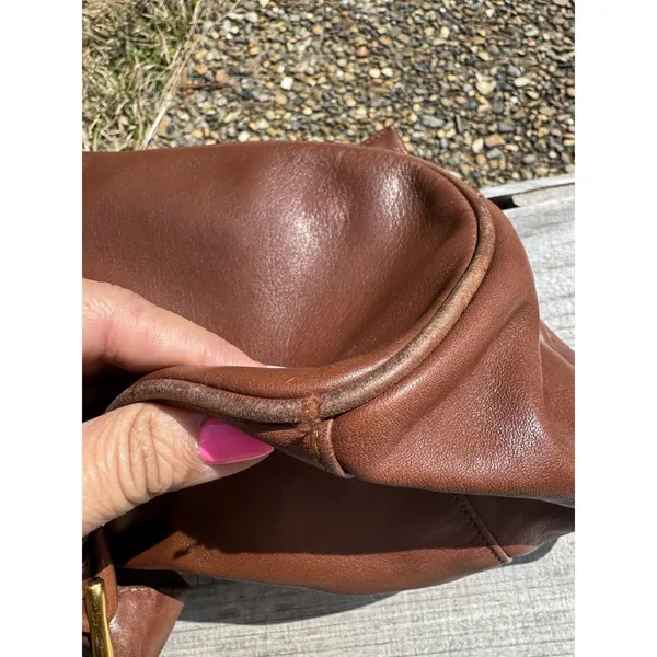 LIZ CLAIBORNE Shoulder‎ Purse Satchel Tote Leather Bucket Bag Brown Rare - Image 6