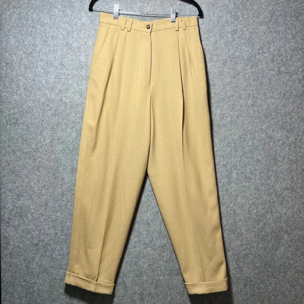 Express Vintage‎ 90s 3 Piece Suit Set 9/10 Camel Tan Wool Blend Blazer Pant Skirt Lined - Image 7