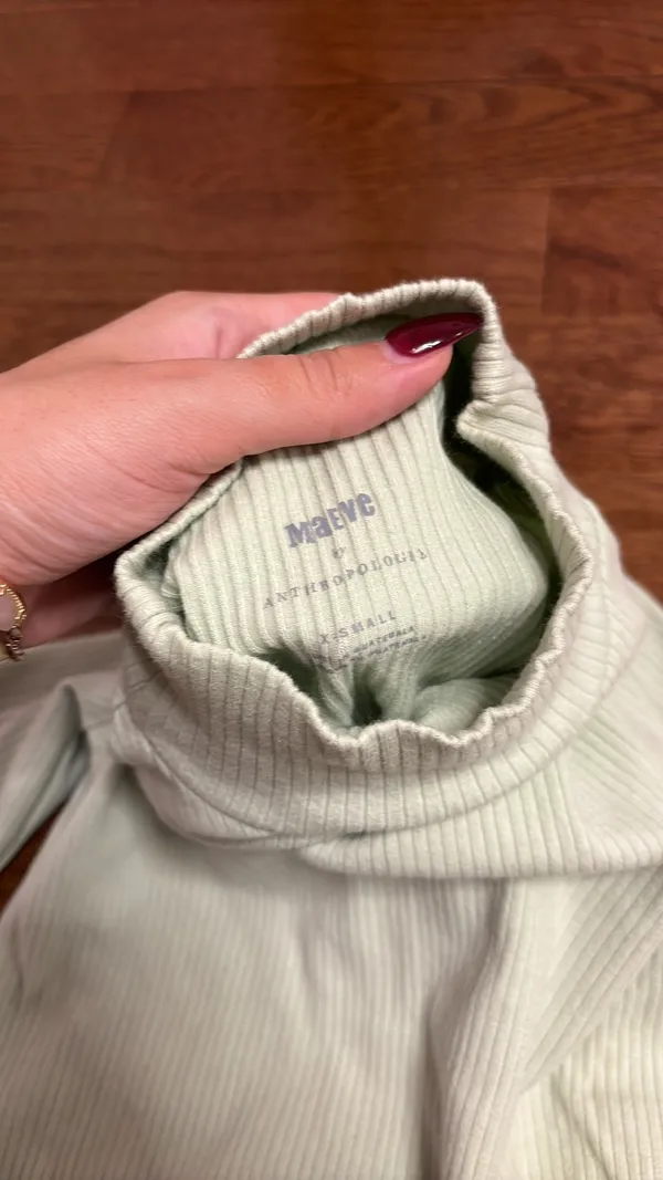 Maeve Anthropologie longsleeve Ribbed Turtleneck mint green - Image 4