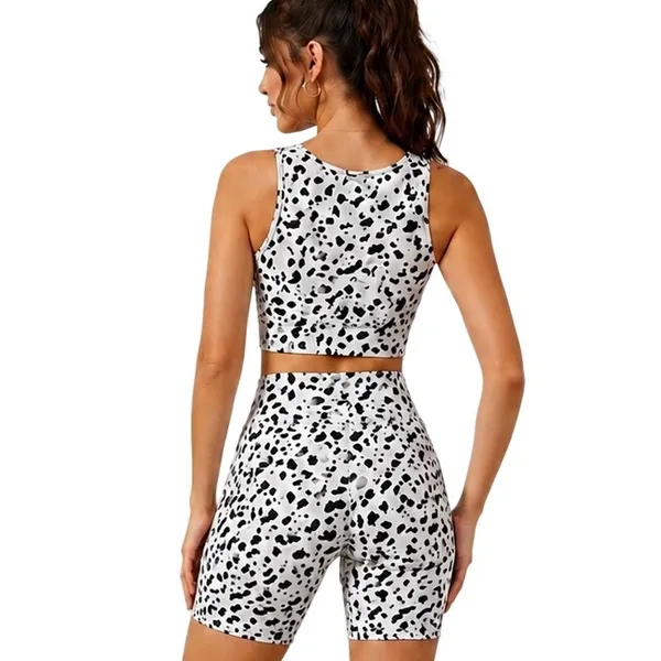 SHEIN Dalmatian Print 2 Piece Activewear Crop Top Shorts Set Petite XS - Image 3