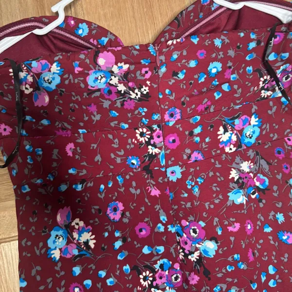 Lulu's women’s boho strapless Burgundy Floral Dress size S - Image 5