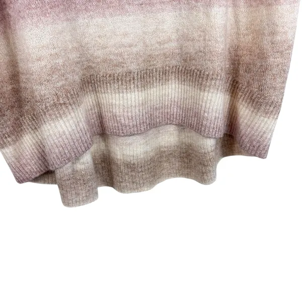 American Eagle Tan Cream Pink Striped Cowl Neck Hi Low Oversized Sweater Size XS - Image 4