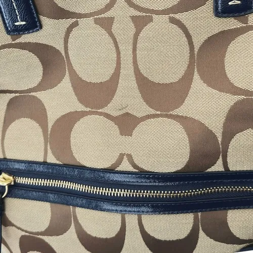 COACH Crossbody‎ Signature Foldover - Khaki/Navy F23304 Jacquard Tote - Image 5
