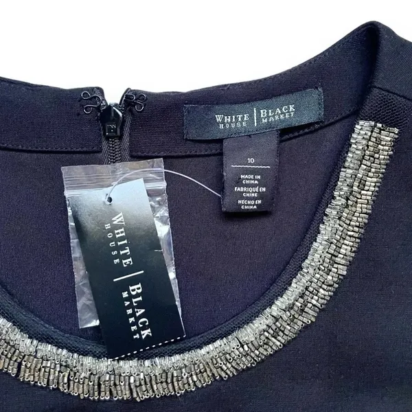 NWT White House Black Market Peplum Ponte Sleeveless Necklace Bodice Top - Image 4