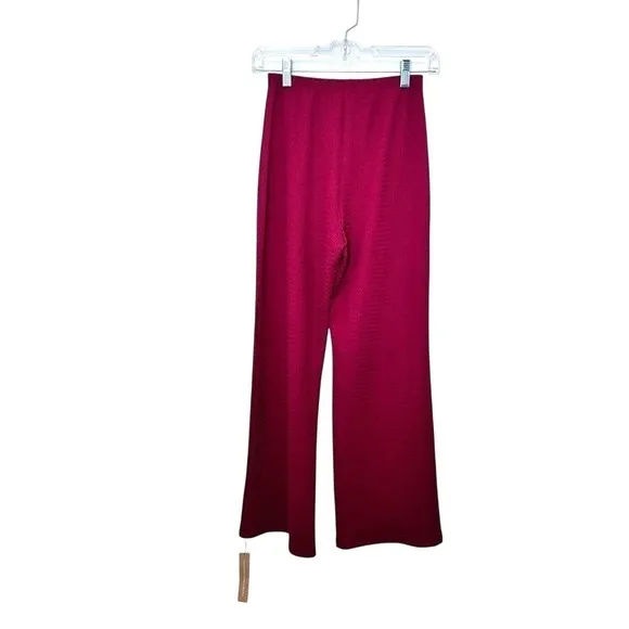 Reformation Size XS Wide Leg Pants Maroon Red Elastic Waist NWT‎ Casual - Image 6