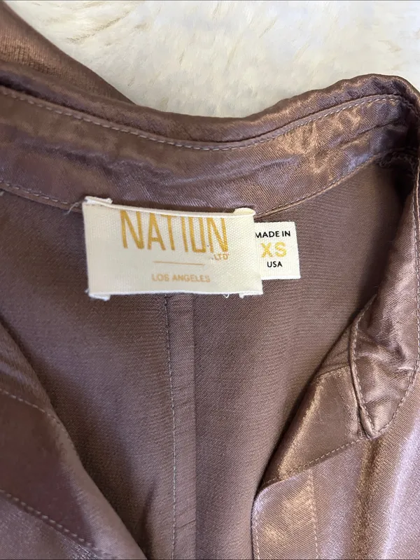 Nation Ltd Brown Satin Sleeveless Dress - Image 6