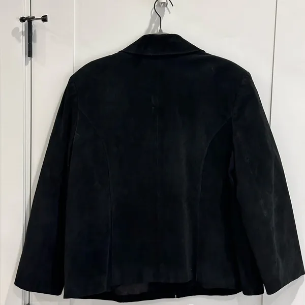 Pritti By Kristin Blake Genuine Suede Leather Jacket Black 1X Minimal Classic - Image 4