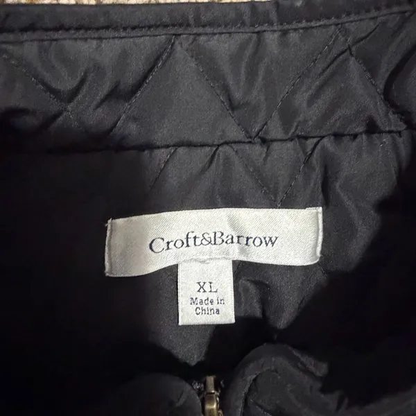 Croft & Barrow Womens XL Black Quilted Vest Full Zip Mock Neck Adjustable Waist - Image 2