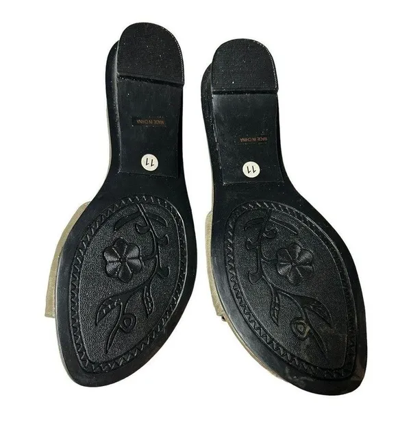 Eve Buckle Sandal Slides Low Heel Khaki Color Size 11 - Image 12