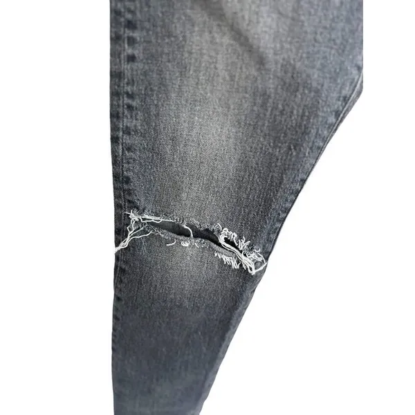 Levis Premium‎ 501 Jeans Women 27x 28 Black Denim Button Fly Straight Distressed - Image 2