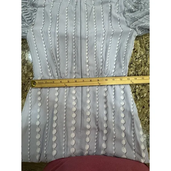 Kate Spade Pearl Drops Degrade Dress LONG SLEEVE‎ GOWN MIDI Size 2 Pleated Silky - Image 12