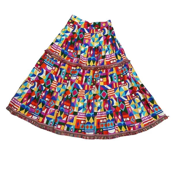 Antonio Melani Bold Multicolor Tiered Maxi Skirt‎ Size 4 Dopamine Resort Cruise - Image 4