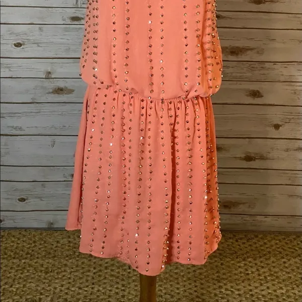 BLACK studded slip minidress Pink Size M - Image 7