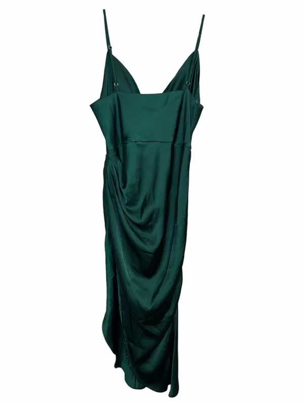 MABLE Emerald Satin Cowl Midi Dress - Image 2