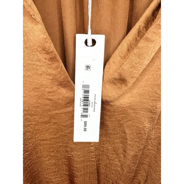 NWT Steve Madden Prairie Dreams Mini‎ Dress Apricot Satin Ruffle Smocked Small S - Image 14