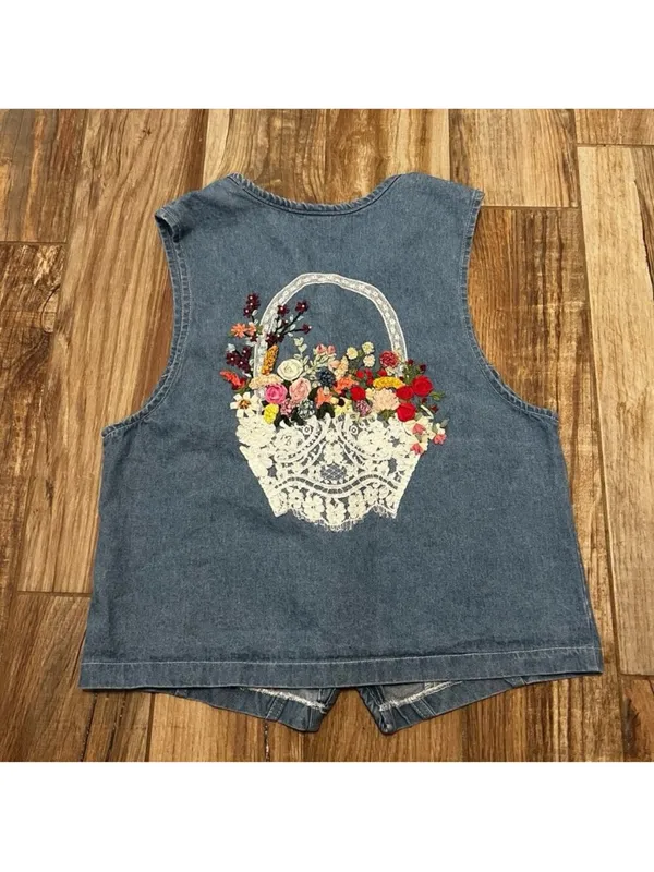 Vintage Stampede Custom Denim Vest - Image 2