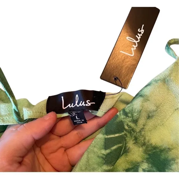 Lulus NWT Green Tie-Dye Cowl Neck Mini Dress Large - Image 7