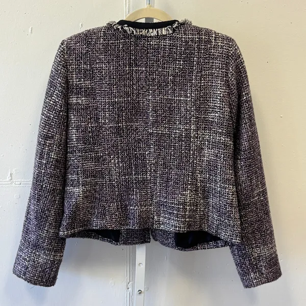 Willi Smith Purple Tweed Fringe Trim Blazer Jacket‎ Style A84175 Women's Large - Image 2