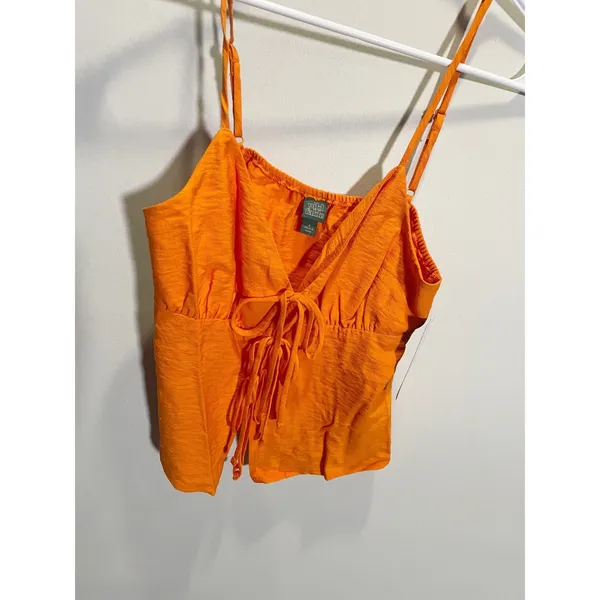 Wild‎ Fable Orange Tie Front Cami Top Adjustable Straps XS Festival Flowy - Image 3