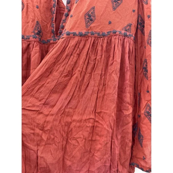 Free‎ People Tunic Womens S Red Embroidered Babydoll V Neck Boho NWT Flawed - Image 11