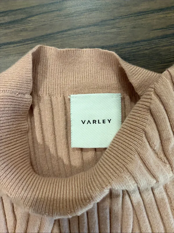 Varley Maeve Rib Knit Midi Dress in Warm Taupe Sz M - Image 5
