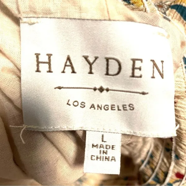 Hayden Wide Leg Pants Multicolor Floral Smocked High Waist Boho Womens Large‎ - Image 6