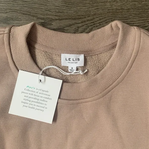 Le Lis Happy Days Only Embroidered Fleece Sweatshirt NWT S Oversized Cocoa Brown - Image 9