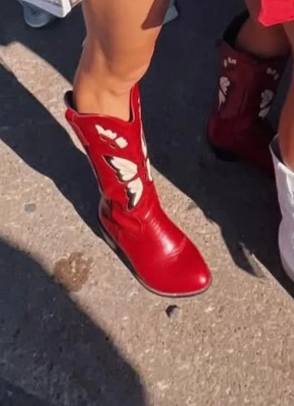 Red Butterfly Cowgirl Boots Size 7 - Image 3