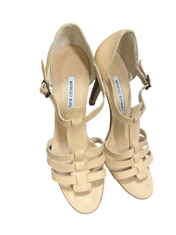 Manolo Blahnik womens italian handmade beige leather 4" heels sz 10/40 SKU 10740 - Image 14