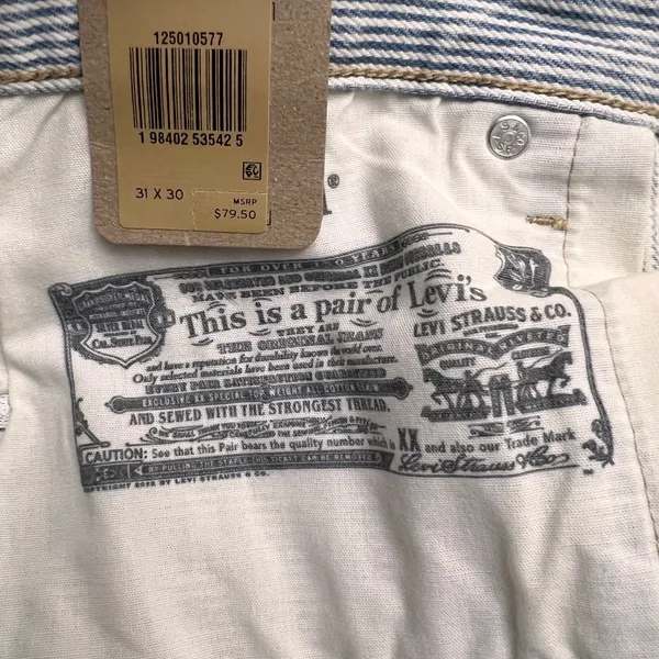 Levi's 501 Original Fit Women Size 31X30 Striped Denim Button Fly Straight Leg - Image 13