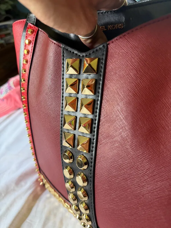 Red Black and Gold Studded Michael Kors Purse. Large. - Image 2