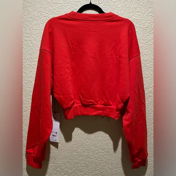 Alo Yoga NWT Cropped Accolade Crewneck Bright Red Sweatshirt Size S - Image 5