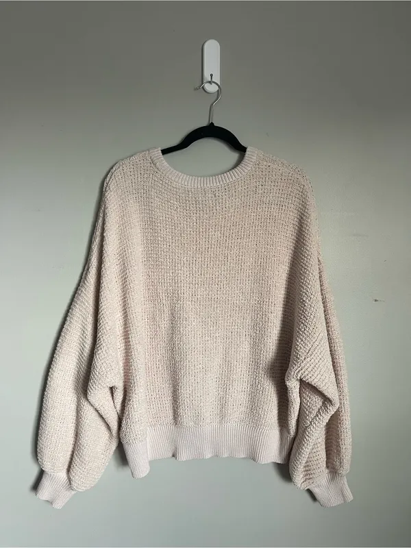AMERICAN EAGLE | Cream Oversized Chenille Crew Neck Sweater Sz XXL - Image 4