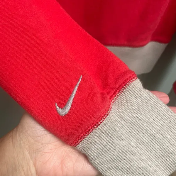 Nike Womens Ohio State Quarter Zip Hoodie Pullover Stretch Size Large Red Gray - Image 5