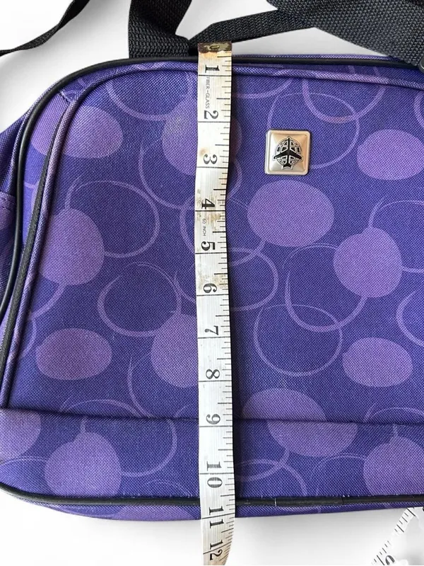 Purple polka dot carry on luggage bag with small accessory bag - Image 4