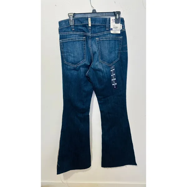 ARIAT R.E.A.L. Denim Dark Wash Silver Fringe Accent Side High Rise Flare Jeans - Image 4