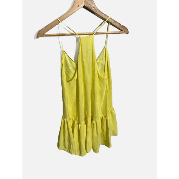 Cinq à Sept Janet Ruffle Top Womens Small Yellow Silk Peplum Cami Summer Chic - Image 6