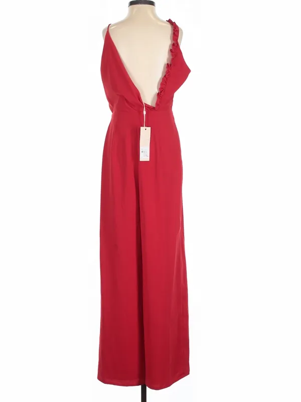 Keepsake The Label Cherry Red Forget You Ruffle Wide Leg Jumpsuit XS Party - Image 4