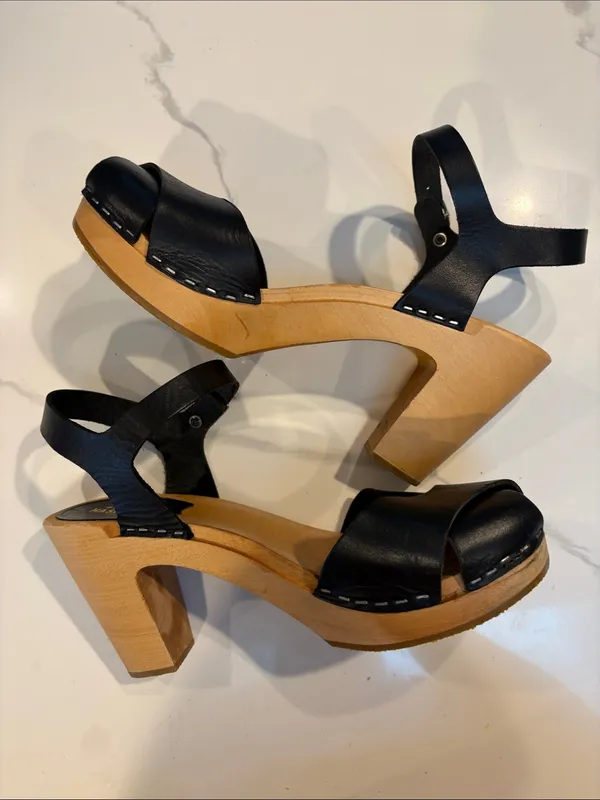 Swedish Hasbeens Merci Leather Clog Sandal 9 / 39 - Image 4