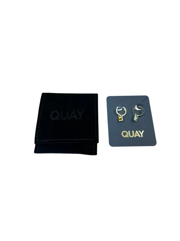 Quay Australia On Lock Huggies Earrings Gold Hoops Minimalist Statement NEW - Image 2