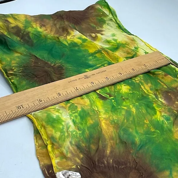 100% silk tie dyed 10” X 56” scarf had rolled. - Image 5