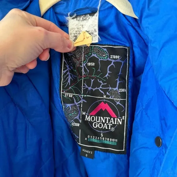 Vintage Mountain Goat ski jacket winter neon 80s colorblock zip up pockets belt - Image 2